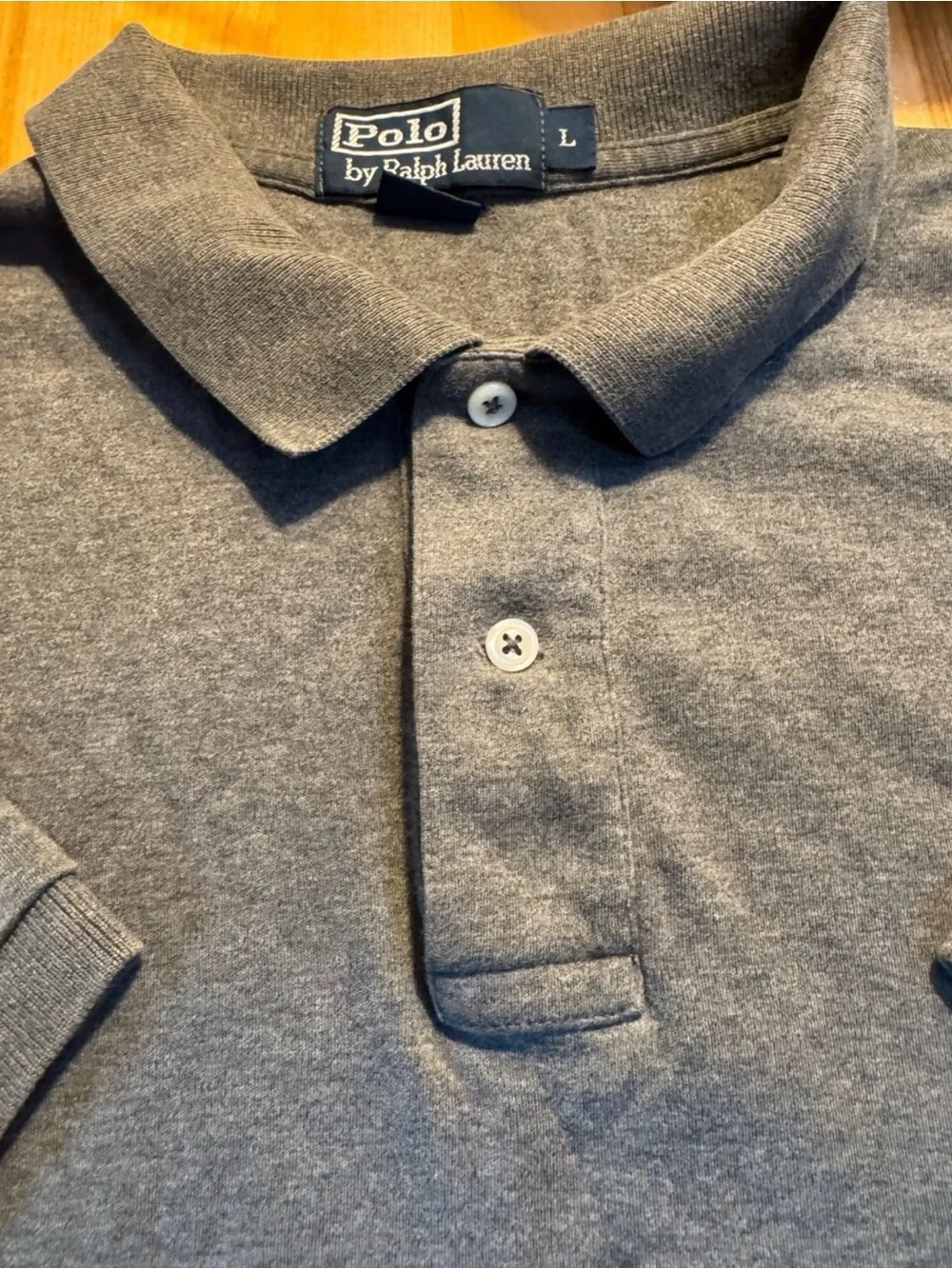 Polo by Ralph Lauren Men’s L Gray Cotton Polo Shirt Minimalist Y2K